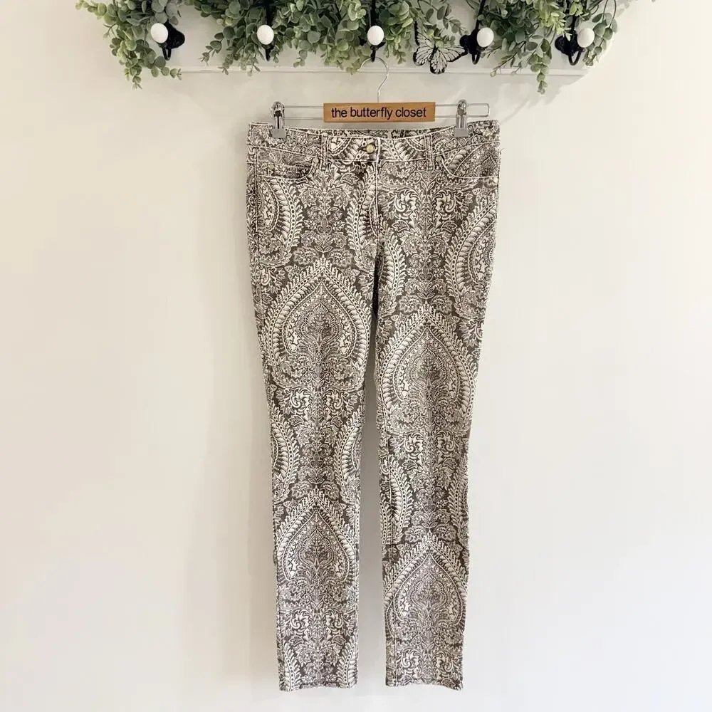 J.McLaughlin Lexi Jeans in Mega Ravi Paisley Size 8 Mid Rise Slim Leg B9061 - Picture 2 of 6